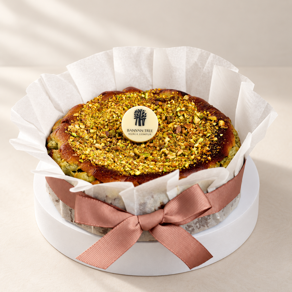 Pistachio Burnt Cheesecake by Bake by Banyan Tree – whole cake